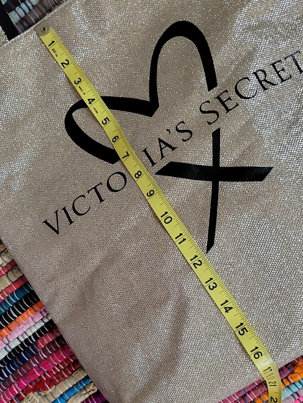 VICTORIA'S SECRET Gold Glitter Fashion Show Limited Edition Tote Bag Casual Chic - Picture 10 of 13